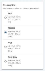 Csomagméretek